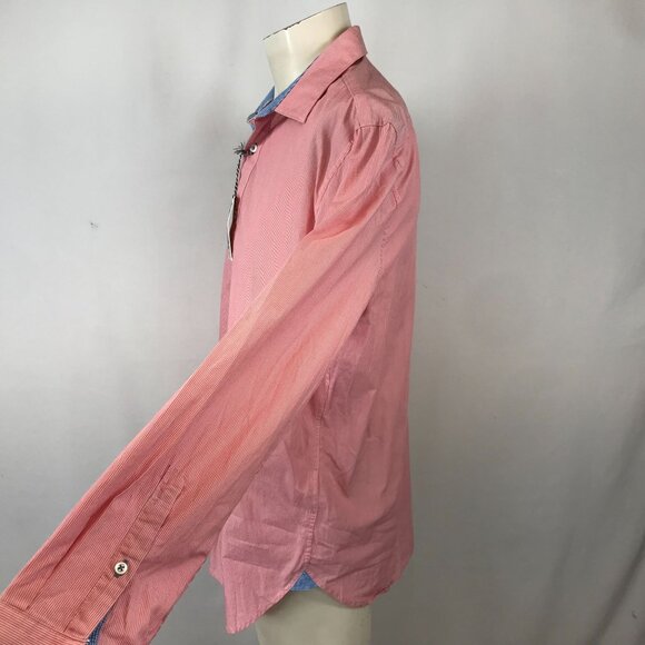 FLAG & ANTHEM - MEN'S LARGE - PINK LONG SLEEVE COLLARED BUTTON COTTON SHIRT - Picture 4 of 7